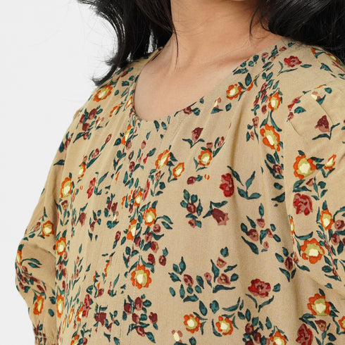 Brown Printed Dress